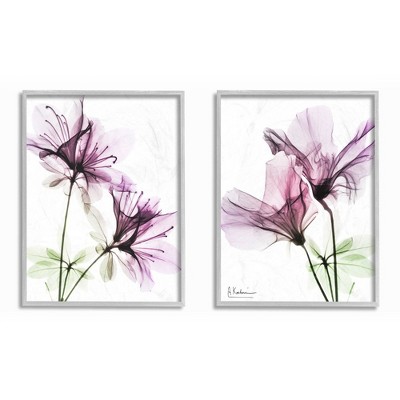 Stupell Industries Purple Flower Bloom Design Gray Framed Giclee 2pc Set, 11 x 14