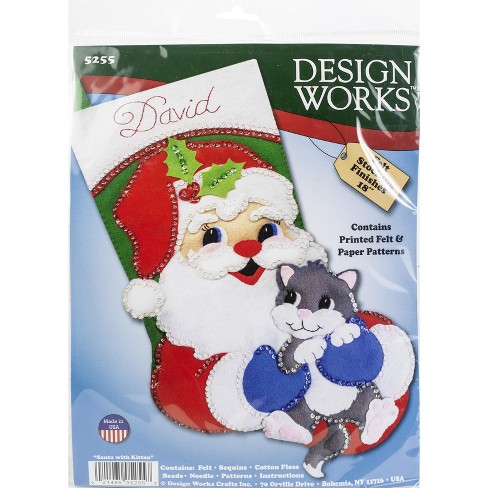 Design Works Felt Stocking Applique Kit 18 Long-santa W/kitten : Target
