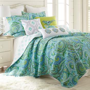 Magnolia Navy Paisley Quilt Set - Full/queen Quilt And Two Standard ...