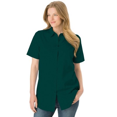 Woman Within Plus Size Petite Perfect Short Sleeve Shirt