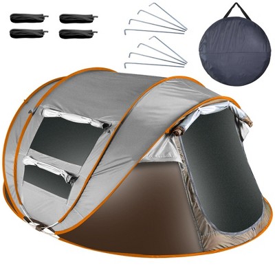 Naysaye Camping Tents 5-8 Person Automatic Pop Up Waterproof Tent with 4 Mosquito Net Windows for Camping Outdoor, Khaki