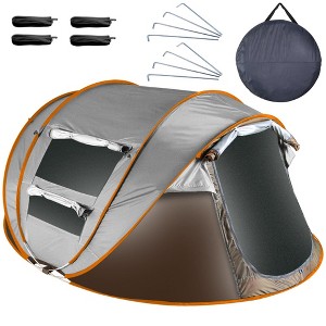 Naysaye Camping Tents 5-8 Person Automatic Pop Up Waterproof Tent with 4 Mosquito Net Windows for Camping Outdoor, Khaki - 1 of 4