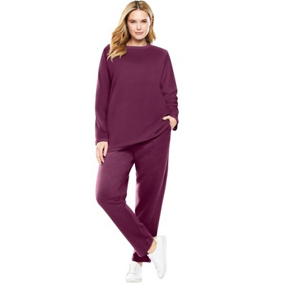 Woman Within Women's Plus Size Fleece Sweatshirt Set