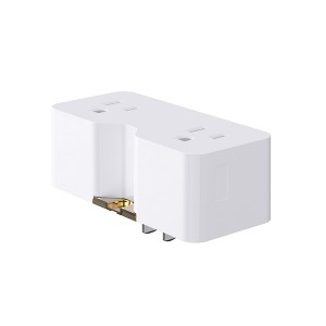 ELEGRP 2 Prong to 3 Prong Grounding Adapter Plug, Outlet Extender Wall Tap, Outlet Extender with 2 AC Outlets£¬ETL Listed, White, 1 Pack - 1 of 1