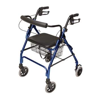 Graham Field Lumex Walkabout Lite Rollator with Seat and 6 Inch Wheels w/ Ergonomic Hand Grips & adjustable Handle Height for Everyday Use, Royal Blue