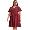 Women's Plus Size V Neck Ruffle Sleeve High Waist Front Embroidered A Line Dresses - GRACE & GRANDEUR - 4 of 4