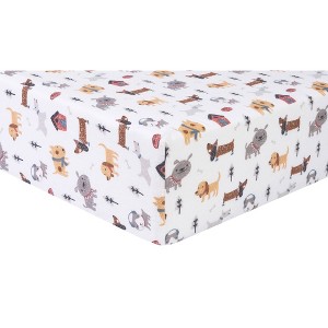 Trend Lab Dog Park Flannel Fitted Crib Sheet - 1 of 3