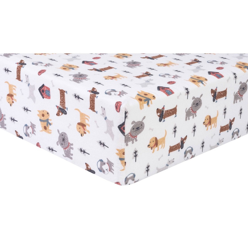 Photos - Bed Linen Trend Lab Dog Park Flannel Fitted Crib Sheet