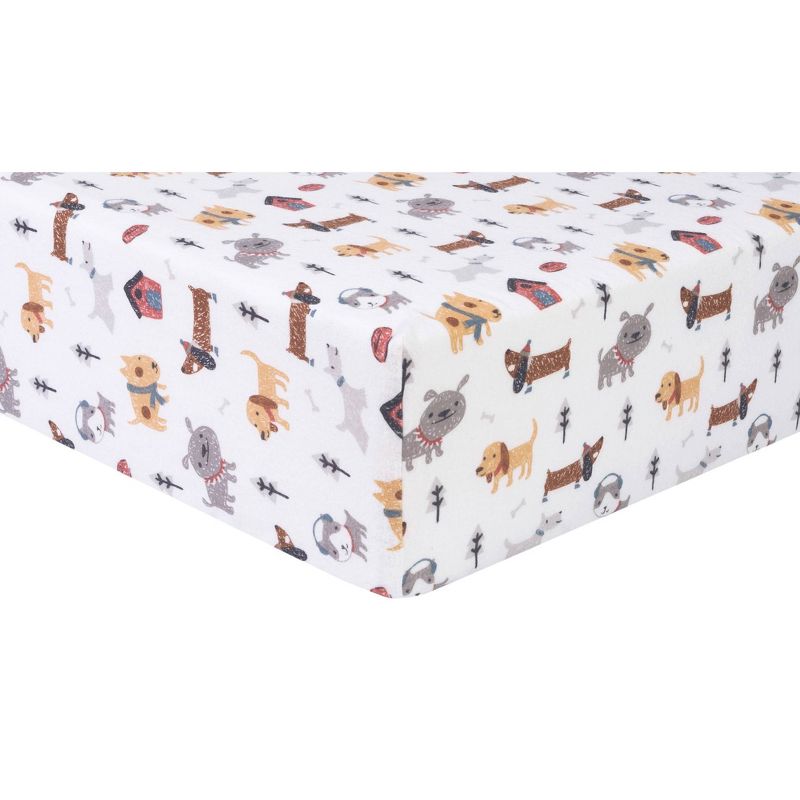 Trend Lab Dog Park Flannel Fitted Crib Sheet, 1 of 7