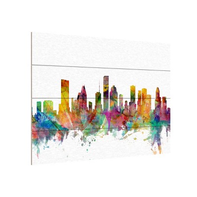 Michael Tompsett 'Houston Texas Skyline' Floating Brushed Aluminum Art