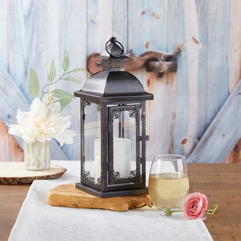 LED Vintage Decorative Distressed White Lantern - Manchester