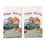 Lakeside Harvest Kitchen Towels - Thanksgiving Farmhouse Decor with Truck - Set of 2