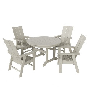 WestinTrends 5 Piece Outdoor Patio Dining Round Table and Modern Armchair Set - 1 of 4