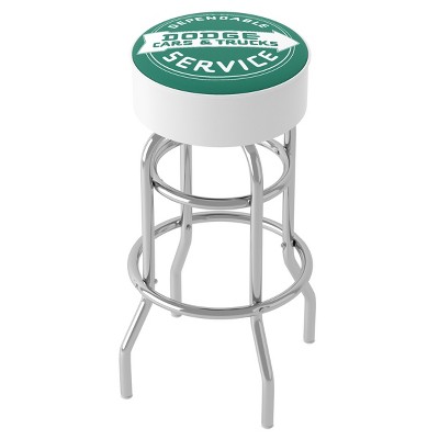 White Metal Swivel Bar Stool with Foam Padding