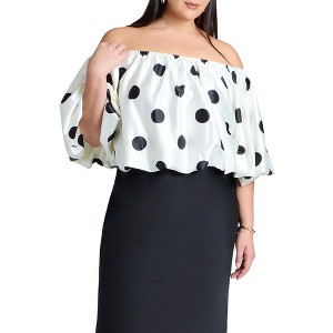 ELOQUII Women's Plus Size Satin Bubble Top - 1 of 4