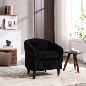 CAVINAS Modern Barrel Chair, Living Room Accent Chair, Decorative Armchair with Thick Cushions and Pillows, Comfy Single Sofa Chair with Wooden Legs - 1 of 4