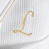 Linum Home Textiles Hotel 100% Turkish Cotton Waffle Terry Personalized White Bathrobe with Gold Satin Piped Trim in Gold Script Font - 2 of 2