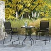 Tangkula 3-Piece Outdoor Bar Set Counter Height Patio Bistro Furniture Set w/ DPC Tabletop & Umbrella Hole - 3 of 4