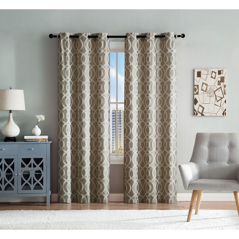 Kate Aurora Royal Living 2 Pack Venetian Semi Sheer Lattice Grommet Top Curtain Panels, 1 of 2