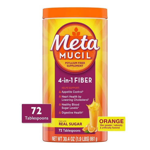 Metamucil Psyllium Fiber Supplement with Sugar Powder - Orange Smooth - image 1 of 4