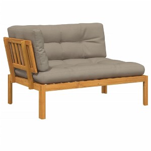 vidaXL Patio Pallet Corner Sofa with Cushions - Solid Acacia Wood, Modular Design, 52.4"x36.2"x27.2", Taupe - 1 of 4