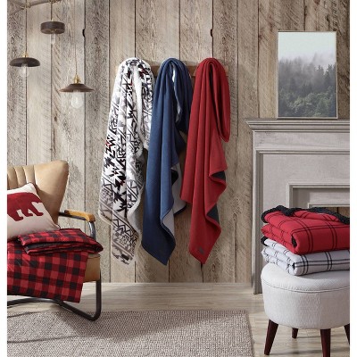 Clyde Hill Stripe Grey 50"x60" Reversible Plush Sherpa Throw