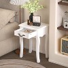 VYNXARIA Contemporary White Floor-Standing Storage Table with Drawer and Curved Legs - 3 of 4