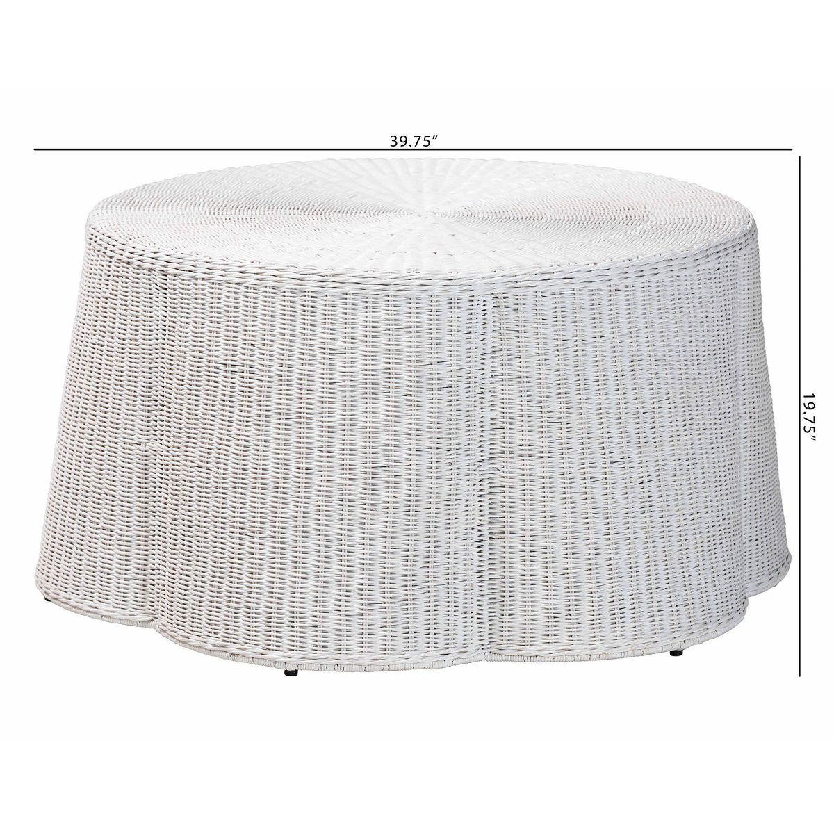 bali & pari Palm Scalloped Rattan Coffee Table Chalk White - thumbnail 5