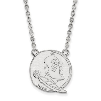 Black Bow Jewelry 10k White Gold Florida State Seminoles NCAA Necklace 18 Inch