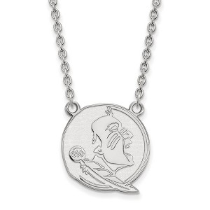 Black Bow Jewelry 10k White Gold Florida State Seminoles NCAA Necklace 18 Inch - 1 of 4