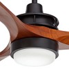 52" Casa Vieja Rustic Farmhouse 3 Blade Indoor Ceiling Fan with Dimmable LED Light Remote Control Matte Black Walnut Solid Wood for Living Room House - 3 of 4