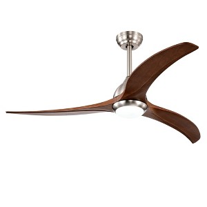 52" Flush Mount Ceiling Fan with Solid Wood Blades, Remote Control & Reversible Motor, Noiseless, 6 Speed, for Patio, Living Room, Bedroom - 1 of 4