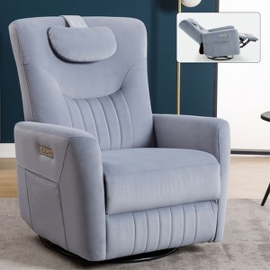 CAVINAS Power Recliner Chair with Swivel & Rocker, Heavy Duty Motion Mechanism, Lumbar & Neck Support Pillow, USB/Type-C Charging Ports - 1 of 4
