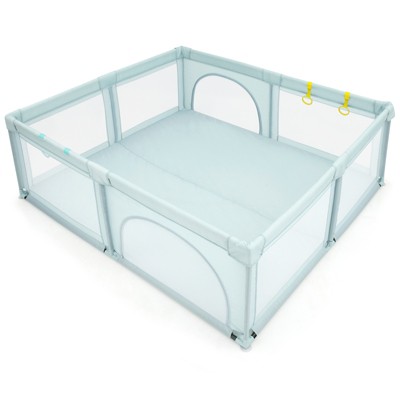 Image of Costway Baby Playpen Infant Large Safety Play Center Yard with  Ocean Balls Blue