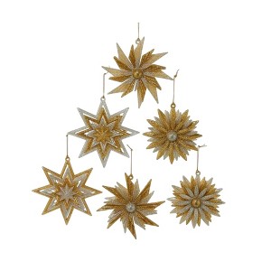 Kurt Adler Acrylic Ornaments for Christmas Tree, silver and Silver Glittered Sunflowers & Snowflakes (Set of 6) - 1 of 4