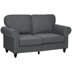 Mid Century Modern Loveseat Sofa, 2 Seater Small Couch with Nailhead Trim, for Living Room, Bedroom - 1 of 4