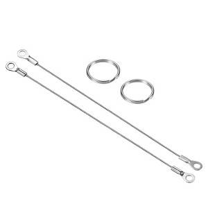 Unique Bargains Stainless Steel Retractable Thin Lanyard Cables with Key Rings 10 Pcs - 1 of 4