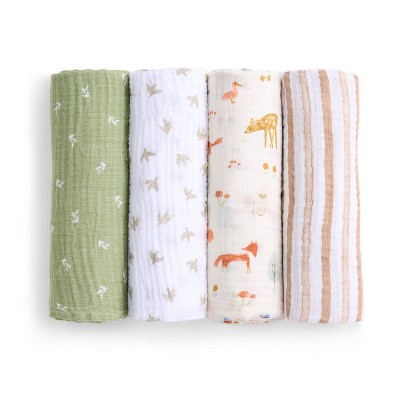 aden by aden + anais Essentials Muslin Swaddle Blankets - Woodland - 4pk