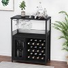 Coffee Wine Bar Cabinet with Storage and Detachable Rack, Farmhouse Sideboard and Buffet Cabinet with Glass Holder and Mesh Door - 3 of 4
