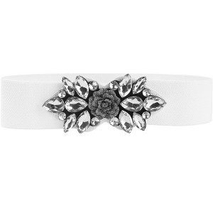 INSPIRE CHIC Women's Elastic Stretchy Vintage Elegant Rose Flower Rhinestone Belt - 1 of 4