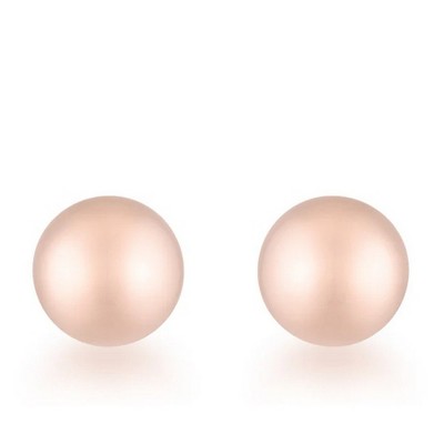 ShineHigh Classic Stainless Steel Sphere Stud Earrings – Minimalist Polished Ball Studs in Rose Gold or Rhodium Finish, Available in 6mm and 8mm Sizes