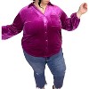 Women's Long Sleeve Buttoned Velvet Top - Jodifl - 4 of 4