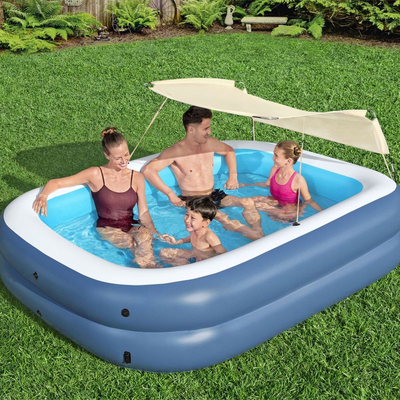 H2OGO! 8 Foot 4 Inch by 70 Inch Summer Bliss Shaded Inflatable Family Pool with 2 Quick Release Valves and Repair Patch for Kids Ages 6 Above, 4 of 9