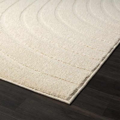Cream Geometric Wave Synthetic Area Rug, 2'0" x 3'1"