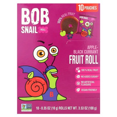 Bob Snail, Fruit Rolls, Apple-Black Currant, 10 Pouches, 0.35 oz