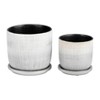 Stone Ceramic Saucer Planters for Modern Indoor Home Decor, Set of 2 - 2 of 4