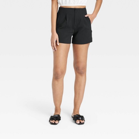 Women's High-rise Tailored Shorts - A New Day™ Black 10 : Target
