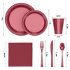 Crown Display 182 Pc Plastic Dinnerware Set: Includes 26 Each of 9''  Plates Disposable, 7'' Dessert Plates, 12oz Cups Napkins & Cutlery - 4 of 4