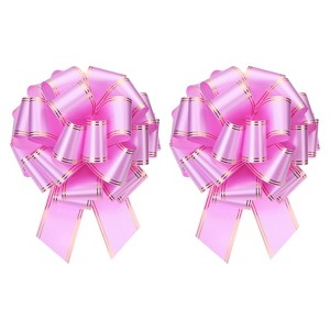 Unique Bargains Christmas Wedding Car Basket Gift Wrapping Large Organza Pull Bow 2 Pcs - 1 of 4