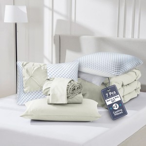Nestl Comforter Set, 9 Piece Pinch Pleated Bedding Set, Bed in a Bag, All season Bed Set with Cooling Pillows - 1 of 4